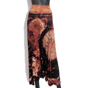 🆕 Hand Tie-Dyed Sunburst Maxi Skirt | Micromodal Blend | Inferno | Asymmetrical